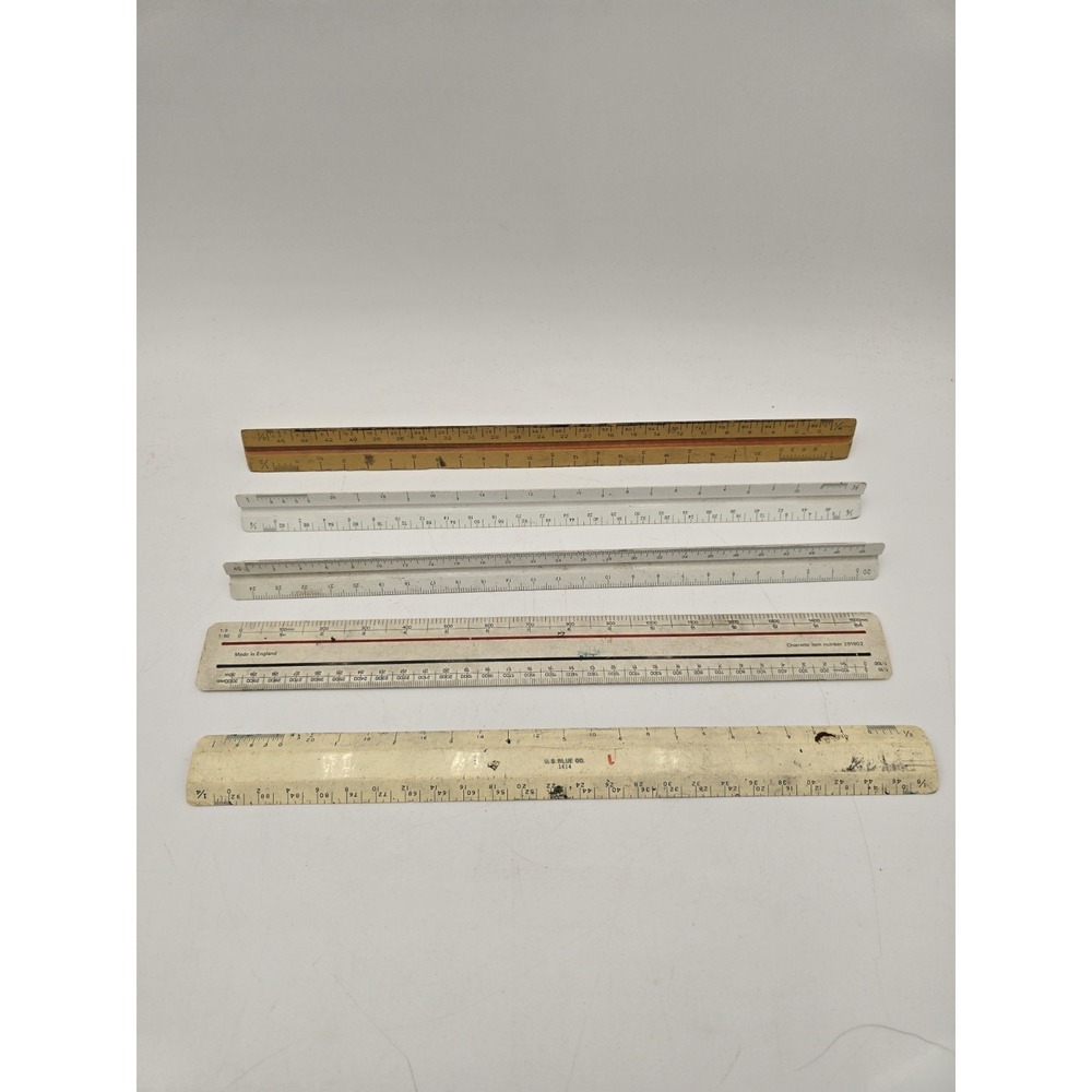 Vintage Drafting Ruler Lot Charrette US Blueprint Co Triangular‎ Architectural